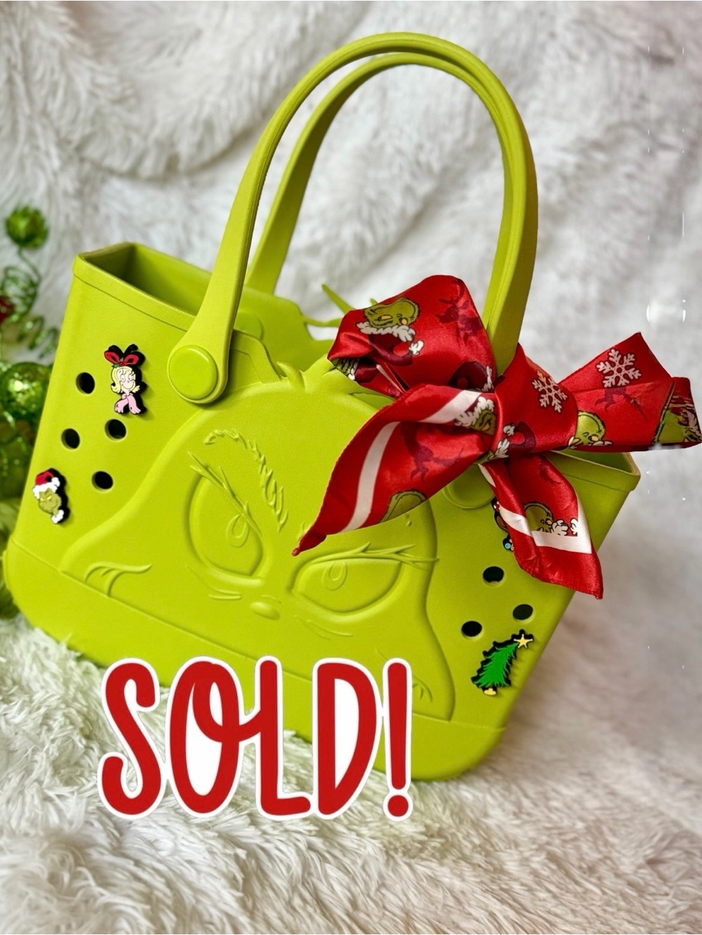 Grinch Tote Bag ALL INCLUDED ACCESSORIES 💚